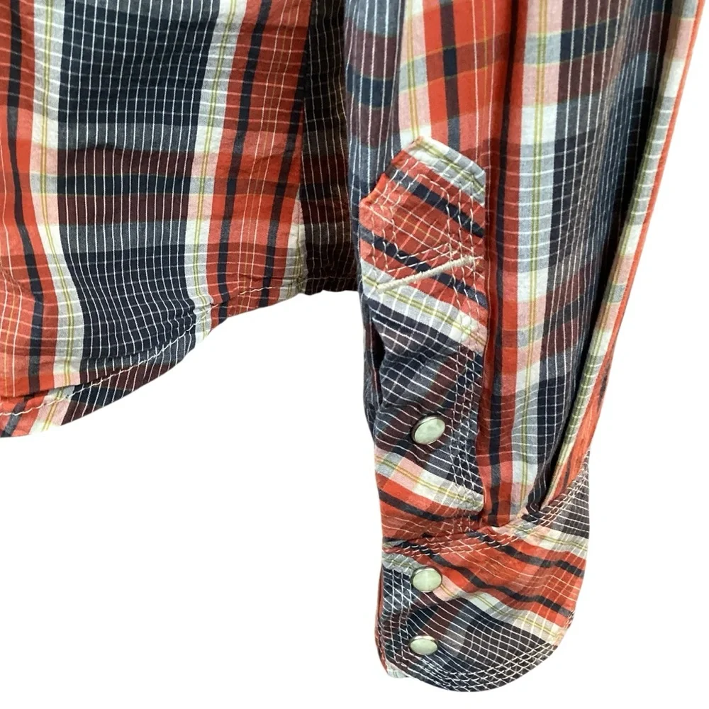 True Religion Western Snap Front Plaid Cotton Shirt